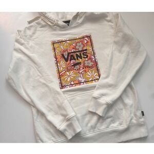Vans Off The Wall Womens XS White Floral Graphic Hoodie Pullover Skate Retro
